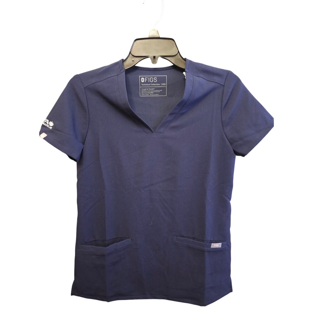 FIGS technical collection navy three pocket top Size XXS New with tags Aya logo